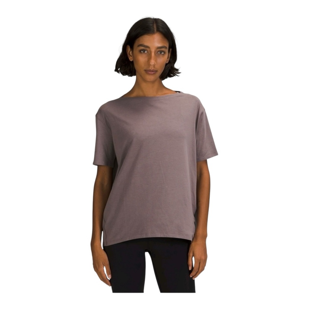 LULULEMON Back In Action Short Sleeve Shirt BUNDLE Taupe and Purple Size 10